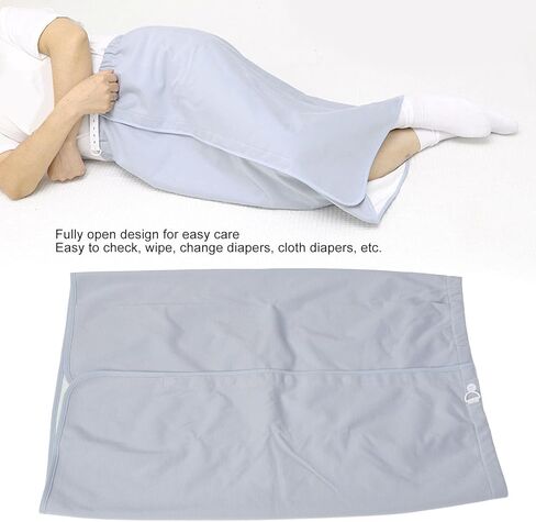 Wearable Incontinence Mattress, Washable Resusable Water Absorption Adjusatble Diaper Skirt, Incontinence Patient Mattress Cover for Home and Hospital Use, Grey Blue(L) in Saudi Arabia