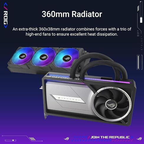 ASUS ROG Astral LC GeForce RTX 5090 OC 32GB GDDR7 Gaming Graphics Card, 360mm AIO Liquid Cooling, PCIe 5.0, 2X HDMI 2.1b, 3X DisplayPort 2.1b, Includes RGB GPU Holder in Saudi Arabia