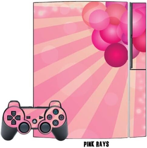 ملصق غطاء لاصق واقٍ من Mightyskins متوافق مع وحدة تحكم Playstation 3 + وحدتي تحكم PS3 - أشعة وردية in Kuwait
