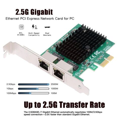 محول شبكة ChenYang ثنائي المنفذ PCIe X1 إلى RJ45، محول بطاقة الشبكة 2.5G Gigabi Ethernet PCl Express للكمبيوتر/سطح المكتب/الخادم/NAS/AI مع دعامة فتحة 8 سم/12 سم in Kuwait