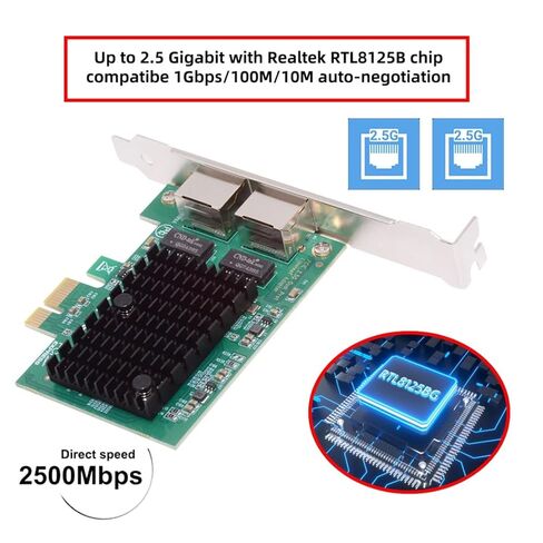 محول شبكة ChenYang ثنائي المنفذ PCIe X1 إلى RJ45، محول بطاقة الشبكة 2.5G Gigabi Ethernet PCl Express للكمبيوتر/سطح المكتب/الخادم/NAS/AI مع دعامة فتحة 8 سم/12 سم in Kuwait