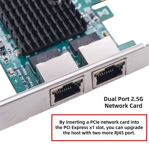 محول شبكة ChenYang ثنائي المنفذ PCIe X1 إلى RJ45، محول بطاقة الشبكة 2.5G Gigabi Ethernet PCl Express للكمبيوتر/سطح المكتب/الخادم/NAS/AI مع دعامة فتحة 8 سم/12 سم in Kuwait