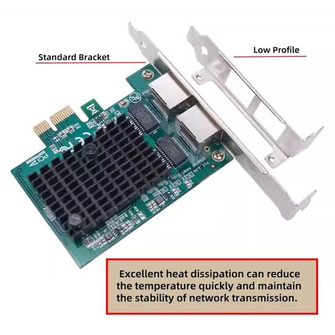 محول شبكة ChenYang ثنائي المنفذ PCIe X1 إلى RJ45، محول بطاقة الشبكة 2.5G Gigabi Ethernet PCl Express للكمبيوتر/سطح المكتب/الخادم/NAS/AI مع دعامة فتحة 8 سم/12 سم in Kuwait