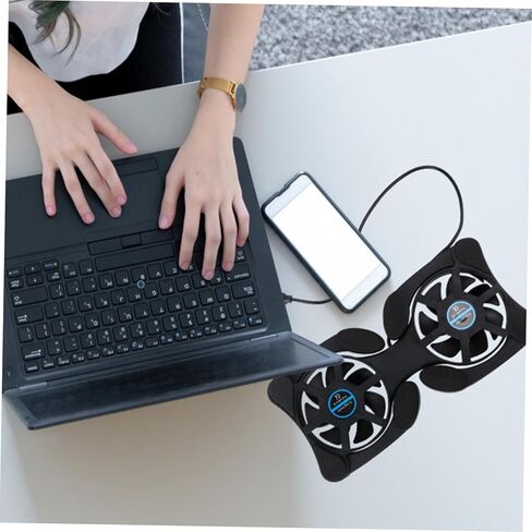 TEHAUX Portable Foldable Laptop Cooling Pad USB Fan Adjustable Height Notebook Cooler for Gamers and Professionals Black in Saudi Arabia