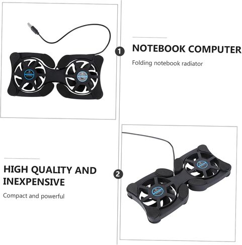 TEHAUX Portable Foldable Laptop Cooling Pad USB Fan Adjustable Height Notebook Cooler for Gamers and Professionals Black in Saudi Arabia