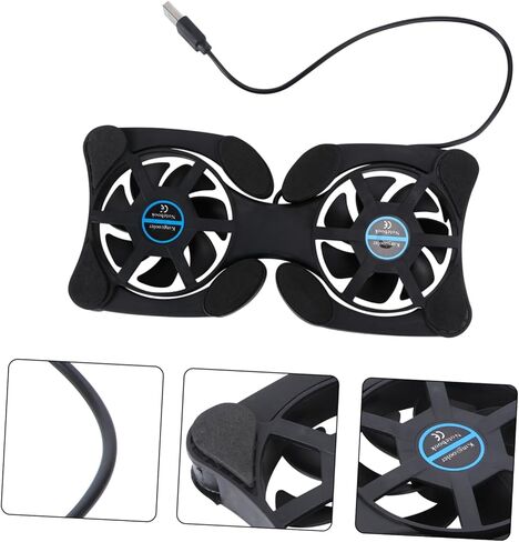 TEHAUX Portable Foldable Laptop Cooling Pad USB Fan Adjustable Height Notebook Cooler for Gamers and Professionals Black in Saudi Arabia
