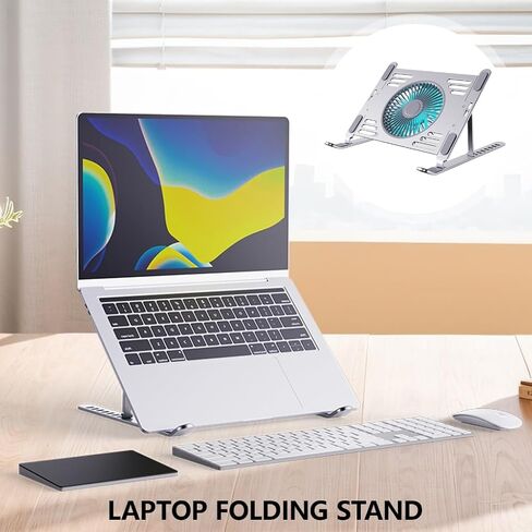 حامل كمبيوتر محمول مزود بقاعدة تبريد للكمبيوتر المحمول مع مراوح طاقة USB وحامل قابل للتعديل وتقنية تبريد هادئة ورافعات كمبيوتر محمول مريحة in Kuwait