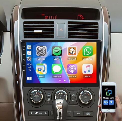 4+64G Double Din Car Stereo Radio Upgraded for 2007-2015 Mazda CX-9 Car Player GPS Navi Head Unit 10.1 inch Touch Screen Android 14 with Wireless Carplay Android Auto-/FM/SWC/WiFi/Bluetooth/Camera in Saudi Arabia