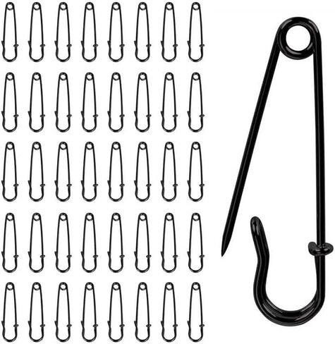 20 Pack of 2-Inch Heavy-Duty Steel Safety Pins – Ideal for Blankets, Clothing, Crafts, and Canvas Work – Black in Saudi Arabia
