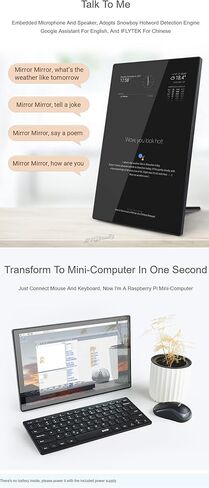 13.3inch CM4 Magic Mirror HD Touch Control Screen Mini-Computer with USB/ETH Ports Powered by for Raspberry Pi Compute Module 4 (Inlcuded) Speech Assistant @XYGStudy (13.3inch Magic Mirror C4A) in Saudi Arabia