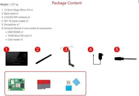 13.3inch CM4 Magic Mirror HD Touch Control Screen Mini-Computer with USB/ETH Ports Powered by for Raspberry Pi Compute Module 4 (Inlcuded) Speech Assistant @XYGStudy (13.3inch Magic Mirror C4A) in Saudi Arabia