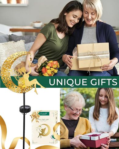 Solar Garden Statues Outdoor Decor, Fairy Moon Figurine Light Stake, Housewarming Ornament for Patio, Lawn, Yard, Pathway - Unique Gift Ideas for Gardening Mom Grandma in Kuwait