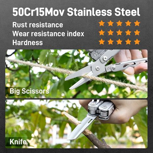 Teslong 18-in-1 EDC Multitool Pliers with Scissors, Pocket Knifes with Screwdrivers, Replaceable Wire Cutters and Saw with Self-locking, Outdoor, Survival, Camping, Stainless Steel, Gift for Men Dad in Saudi Arabia