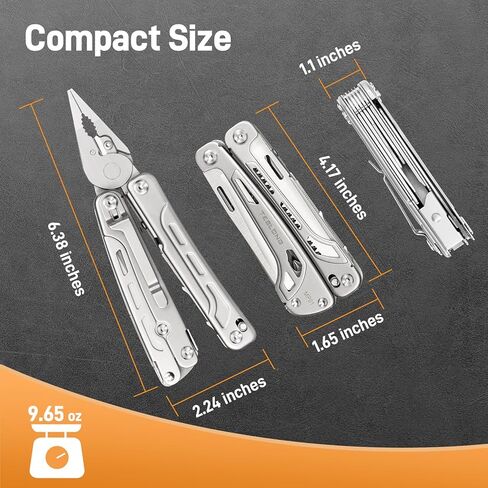 Teslong 18-in-1 EDC Multitool Pliers with Scissors, Pocket Knifes with Screwdrivers, Replaceable Wire Cutters and Saw with Self-locking, Outdoor, Survival, Camping, Stainless Steel, Gift for Men Dad in Saudi Arabia