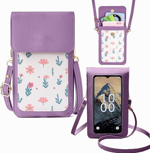 for Cloud Stratus C8 Case PU Leather Wallet with Touchscreen Phone Window Pocket, Long Shoulder Adjustable Strap Crossbody Cloud Stratus C8 Cover Handbag Travel Shopping Card Slots, Purple in Saudi Arabia