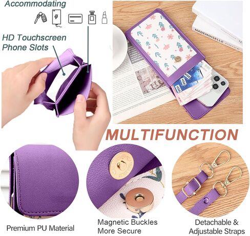 for Cloud Stratus C8 Case PU Leather Wallet with Touchscreen Phone Window Pocket, Long Shoulder Adjustable Strap Crossbody Cloud Stratus C8 Cover Handbag Travel Shopping Card Slots, Purple in Saudi Arabia