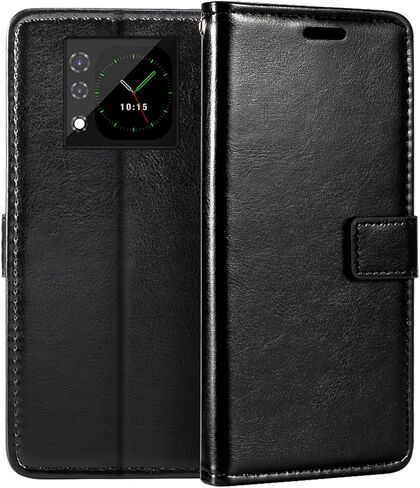 Leather Case Compatible with Unihertz Titan 2 2025, Business Design Magnetic Flip Cover with 3 Card Slots, Photo Frame, and Hidden Wallet(Black) in Saudi Arabia