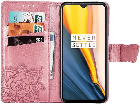 حافظة لهاتف T-Mobile Revvl 8 Pro متوافقة مع حافظة هاتف Revvl 8 Pro على شكل فراشة منقوشة بالزهور من جلد البولي يوريثان وحامل بطاقات مغناطيسي وحزام يد ومحفظة - وردي in Kuwait