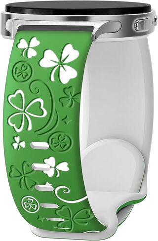 سوار سيليكون Lucky Clover لساعة Samsung Galaxy Watch 8 Band 40mm 44mm/8 Classic Bands 46mm St Patricks Day Galaxy Watch 7 6 5 4 Band Women Men، حزام Shamrocks لساعة Samsung Watch 8 Bands-Green in Kuwait