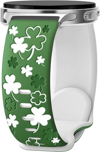 سوار سيليكون Lucky Clover لساعة Samsung Galaxy Watch 8 Band 40mm 44mm/8 Classic Bands 46mm St Patricks Day Galaxy Watch 7 6 5 4 Band Women Men، حزام Shamrocks لساعة Samsung Watch 8 Bands-Green in Kuwait