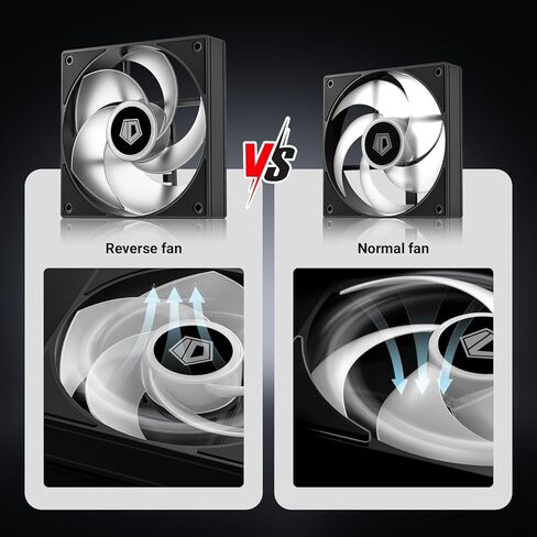 ID-COOLING AS-120-ARGB-KR مروحة حافظة كمبيوتر ذات شفرة عكسية مقاس 120 مم ARGB | 120x120x25 ملم | عكس تدفق الهواء | فائق الهدوء 28.3 ديسيبل (أ) in Kuwait