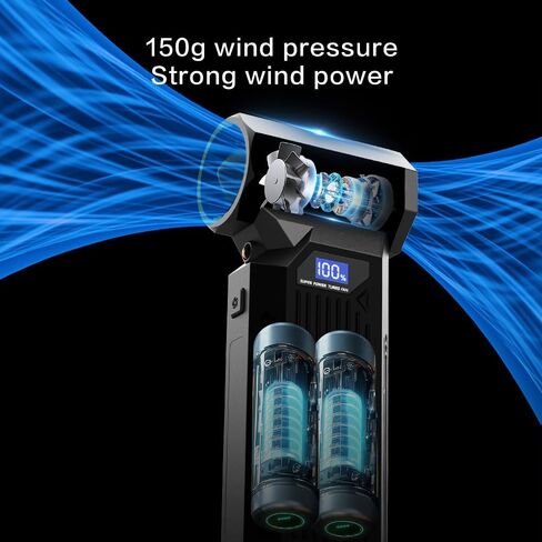 Compressed Air Duster, 110000RPM Electric Jet Blower, 4-Gear Adjustable with LED Display & Light, Cordless Reusable Air Duster for Computer, Keyboard, Car Detailing & Outdoor in Saudi Arabia