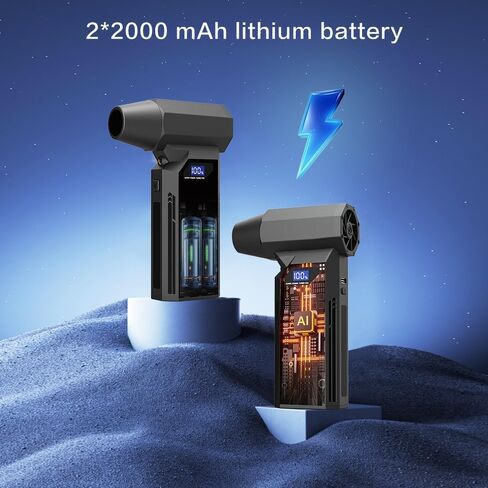 Compressed Air Duster, 110000RPM Electric Jet Blower, 4-Gear Adjustable with LED Display & Light, Cordless Reusable Air Duster for Computer, Keyboard, Car Detailing & Outdoor in Saudi Arabia