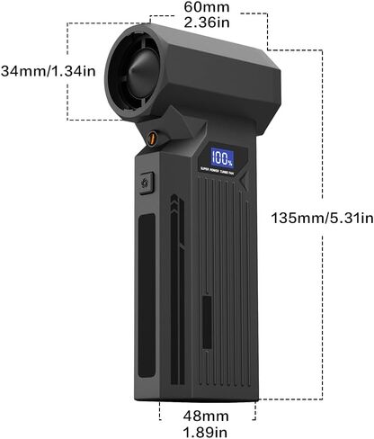 Compressed Air Duster, 110000RPM Electric Jet Blower, 4-Gear Adjustable with LED Display & Light, Cordless Reusable Air Duster for Computer, Keyboard, Car Detailing & Outdoor in Saudi Arabia