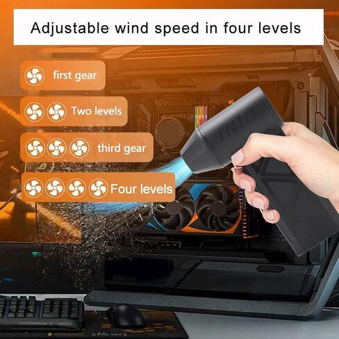 منفضة هواء لاسلكية 130000 دورة في الدقيقة، 3 سرعات، 5000 مللي أمبير في الساعة من النوع C، فوهة مغناطيسية ABS للإلكترونيات والتنظيف in Kuwait