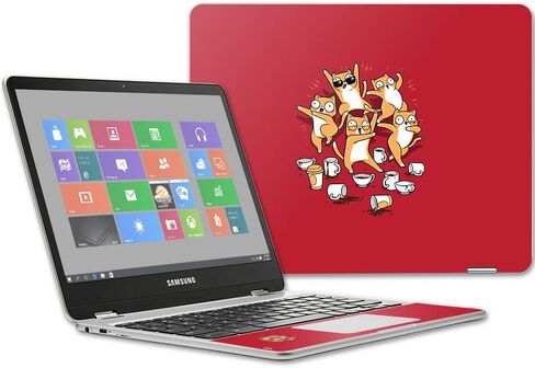 MightySkins Skin Compatible with Samsung Chromebook Plus 12.3"(2017 - Cat Skull | Protective, Durable, and Unique Vinyl Decal wrap Cover | Easy to Apply, Remove, and Change Styles | Made in The USA in Saudi Arabia