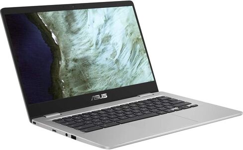 ASUS Chromebook C423 شاشة 14.0 بوصة 180 درجة HD NanoEdge، معالج Intel ثنائي النواة، ذاكرة وصول عشوائي LPDDR4 سعة 4 جيجابايت، تخزين 32 جيجابايت، لون فضي، C423NA-DH02 in Kuwait