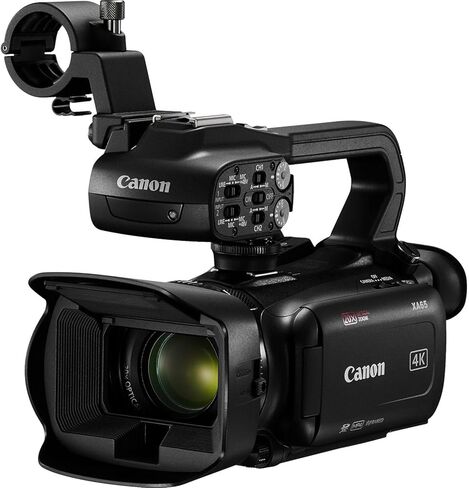 كاميرا فيديو Canon XA65 احترافية بدقة UHD 4K + عدسة AVX واسعة الزاوية وعدسة مقربة + قطعتين ذاكرة سعة 64 جيجابايت + حامل ثلاثي عنكبوتي + المزيد (حزمة من 19 قطعة)، أسود (متجدد) in Kuwait