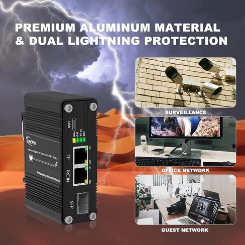 Gigabit 2-Port PD Switch with Type-C Output (Up to 60W 3A Max), IEEE802.3at/bt PoE to USB3.0 5V/9V/12V/15V/20V Output, Industrial ethernet Switch with 100/1000M SFP for Laptop/Phone/IP Cameras in Saudi Arabia