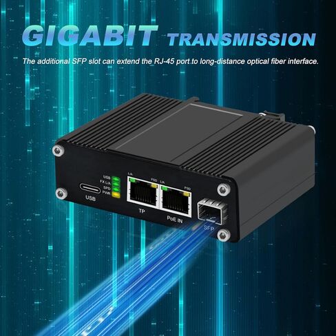 Gigabit 2-Port PD Switch with Type-C Output (Up to 60W 3A Max), IEEE802.3at/bt PoE to USB3.0 5V/9V/12V/15V/20V Output, Industrial ethernet Switch with 100/1000M SFP for Laptop/Phone/IP Cameras in Saudi Arabia