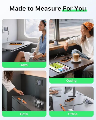 30W Retractable Charger 3 in 1, Wall Charger Fast Charging with Triple Retractable Charging Cables, Portable Multi Charger for iPhone 17 Pro Max, for Apple iWatch, Air Pods, Samsung, iPad in Kuwait