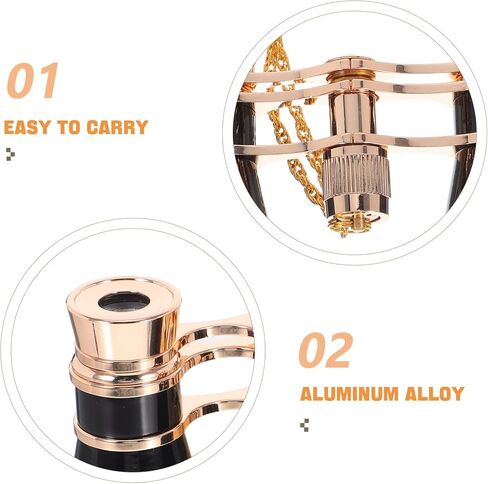 NOLITOY 3x25 All-Metal Night Vision Opera Glasses with Chain, Wide-Angle Mini Binoculars for Adults, Portable Black Low-Light Telescope for Theater and Bird Watching in Saudi Arabia