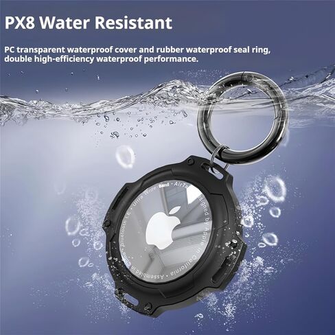 Waterproof Case for Airtag, 4 Pack Air tag Keychain Holder Compatible with Apple AirTags, Anti-Scratches Case with Metal Keyring for Keys, Luggage, Backpack, Bag, Pet Collar Black in Saudi Arabia