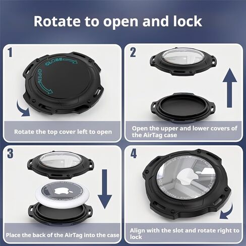 Waterproof Case for Airtag, 4 Pack Air tag Keychain Holder Compatible with Apple AirTags, Anti-Scratches Case with Metal Keyring for Keys, Luggage, Backpack, Bag, Pet Collar Black in Saudi Arabia