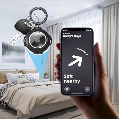 Waterproof Case for Airtag, 4 Pack Air tag Keychain Holder Compatible with Apple AirTags, Anti-Scratches Case with Metal Keyring for Keys, Luggage, Backpack, Bag, Pet Collar Black in Saudi Arabia