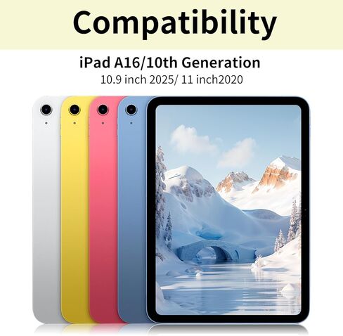 حافظة aoub الهجينة لجهاز iPad (A16) الجيل العاشر 11/10.9 بوصة 2025/2022 مع حامل أقلام، غطاء خلفي صلب شفاف مع غطاء مقاوم للصدمات، مضاد للأصفر، نوم/استيقاظ تلقائي، أبيض in Kuwait