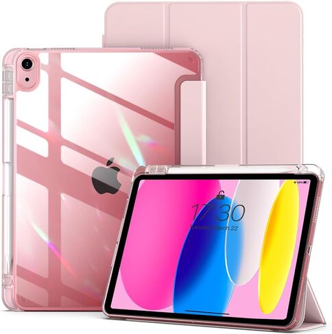 حافظة aoub الهجينة لجهاز iPad (A16) الجيل العاشر 11/10.9 بوصة 2025/2022 مع حامل أقلام، غطاء خلفي صلب شفاف مع غطاء مقاوم للصدمات، مضاد للأصفر، نوم/استيقاظ تلقائي، أبيض in Kuwait