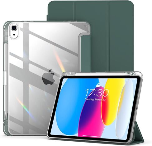 حافظة aoub الهجينة لجهاز iPad (A16) الجيل العاشر 11/10.9 بوصة 2025/2022 مع حامل أقلام، غطاء خلفي صلب شفاف مع غطاء مقاوم للصدمات، مضاد للأصفر، نوم/استيقاظ تلقائي، أبيض in Kuwait