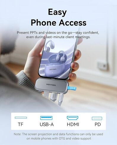 VENTION USB Hub for iPad, USB C to USB A/HDMI/USB 3.2/TF Reader, 4K 60Hz, Aluminium USB C PD 100W, 10Gbps USB Splitter for iPad/MacBook/HP/DELL/Laptop in Saudi Arabia