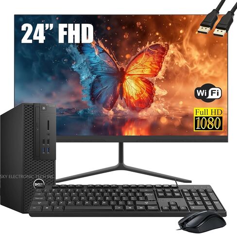 كمبيوتر مكتبي للأعمال Dell OptiPlex 3420 SFF مع شاشة عالية الدقة مقاس 24 بوصة، ومعالج Core i5-6500 بسرعة 3.2 جيجا هرتز وذاكرة وصول عشوائي 16 جيجا بايت وذاكرة وصول عشوائي سعتها 256 جيجا بايت SSD، وواي فاي، وبلوتوث، ونظام التشغيل Windows 11 Pro (متجدد) in Kuwait