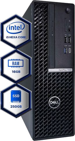 كمبيوتر مكتبي ديل اوبتيبلكس 7090 | سداسي النواة إنتل i5 (3.2) | ذاكرة وصول عشوائي DDR4 سعة 16 جيجابايت | 250 جيجابايت SSD الحالة الصلبة | ويندوز 11 بروفيشنال | كمبيوتر منزلي أو مكتبي (متجدد) in Kuwait