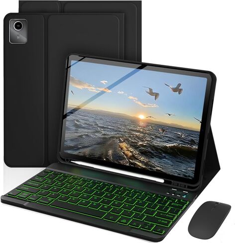حافظة لوحة مفاتيح لجهاز Lenovo Tab M11 / K11 LTE مقاس 11 بوصة 2024، ماوس و7 ألوان لوحة مفاتيح قابلة للفصل بإضاءة خلفية، حامل قابل للتعديل مدمج في حامل قلم S، ميزة النوم/الاستيقاظ التلقائي، وردي in Kuwait