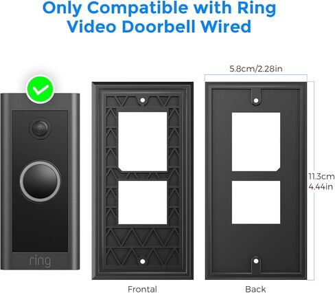 No-Drill Mount for Ring Video Doorbell Wired (Model 5AT3T5, 2021 Release) – Strong 3M VHB Adhesive Plate, Renter-Friendly Replace Backplate, Easy Installation for Apartments Houses Offices in Saudi Arabia