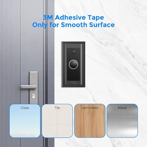 No-Drill Mount for Ring Video Doorbell Wired (Model 5AT3T5, 2021 Release) – Strong 3M VHB Adhesive Plate, Renter-Friendly Replace Backplate, Easy Installation for Apartments Houses Offices in Saudi Arabia