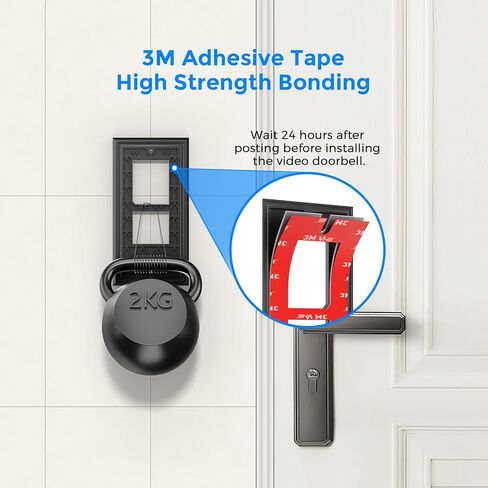No-Drill Mount for Ring Video Doorbell Wired (Model 5AT3T5, 2021 Release) – Strong 3M VHB Adhesive Plate, Renter-Friendly Replace Backplate, Easy Installation for Apartments Houses Offices in Saudi Arabia