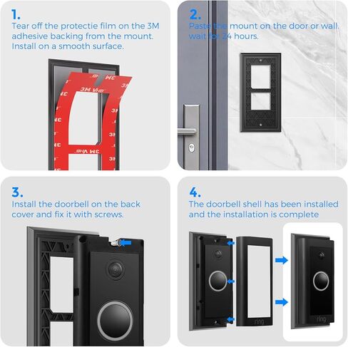 No-Drill Mount for Ring Video Doorbell Wired (Model 5AT3T5, 2021 Release) – Strong 3M VHB Adhesive Plate, Renter-Friendly Replace Backplate, Easy Installation for Apartments Houses Offices in Saudi Arabia